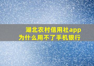 湖北农村信用社app为什么用不了手机银行