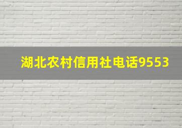 湖北农村信用社电话9553