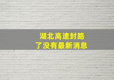 湖北高速封路了没有最新消息