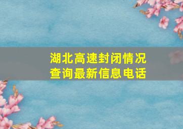 湖北高速封闭情况查询最新信息电话