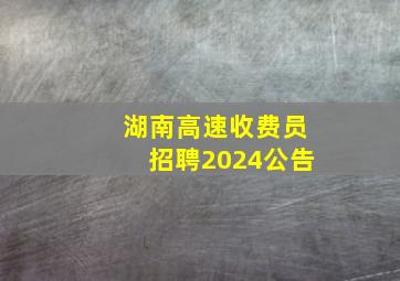 湖南高速收费员招聘2024公告