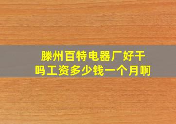 滕州百特电器厂好干吗工资多少钱一个月啊