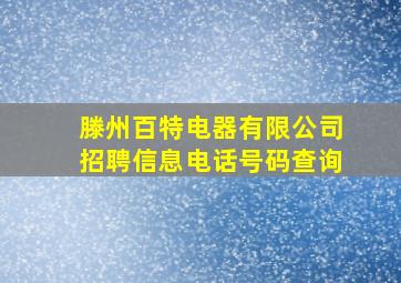 滕州百特电器有限公司招聘信息电话号码查询