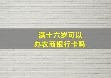 满十六岁可以办农商银行卡吗