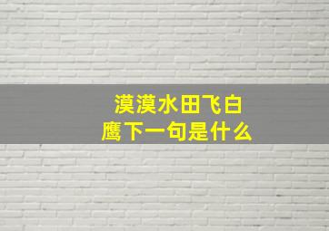 漠漠水田飞白鹰下一句是什么