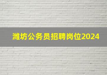 潍坊公务员招聘岗位2024