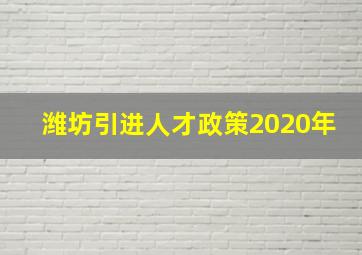 潍坊引进人才政策2020年