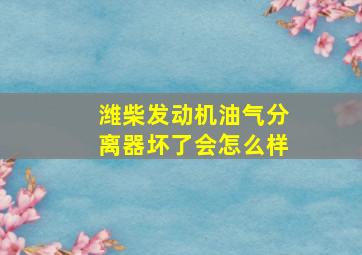 潍柴发动机油气分离器坏了会怎么样