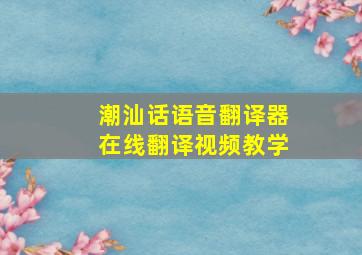 潮汕话语音翻译器在线翻译视频教学