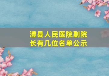 澧县人民医院副院长有几位名单公示