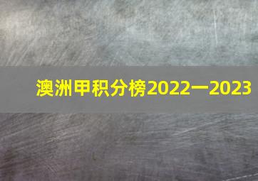 澳洲甲积分榜2022一2023