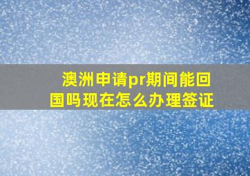 澳洲申请pr期间能回国吗现在怎么办理签证