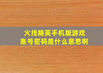 火线精英手机版游戏账号密码是什么意思啊