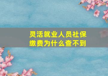 灵活就业人员社保缴费为什么查不到