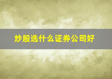 炒股选什么证券公司好