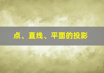 点、直线、平面的投影