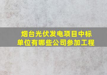 烟台光伏发电项目中标单位有哪些公司参加工程