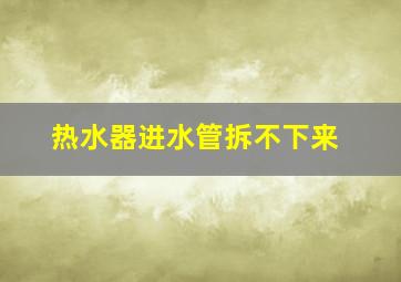 热水器进水管拆不下来