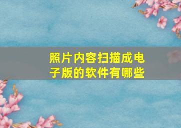 照片内容扫描成电子版的软件有哪些