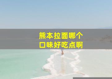 熊本拉面哪个口味好吃点啊