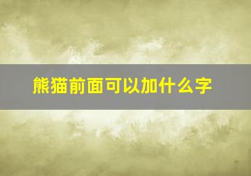 熊猫前面可以加什么字