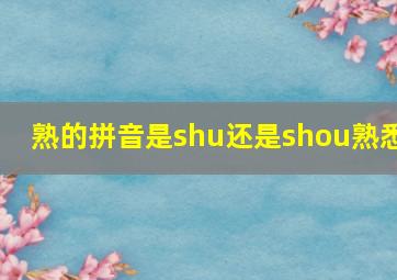 熟的拼音是shu还是shou熟悉