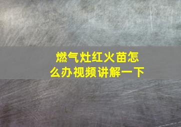 燃气灶红火苗怎么办视频讲解一下