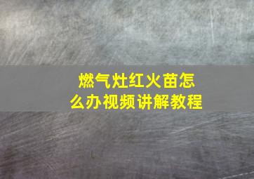 燃气灶红火苗怎么办视频讲解教程