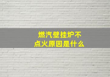 燃汽壁挂炉不点火原因是什么