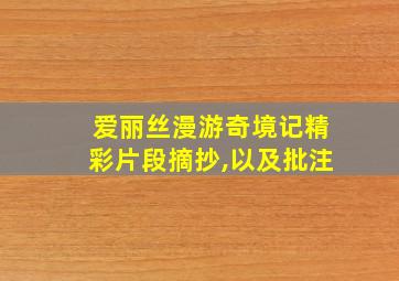 爱丽丝漫游奇境记精彩片段摘抄,以及批注