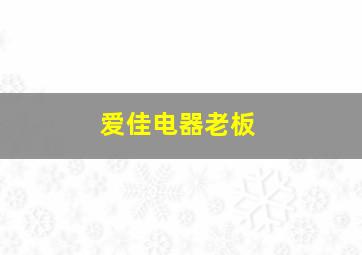 爱佳电器老板