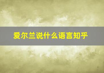 爱尔兰说什么语言知乎