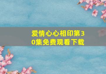 爱情心心相印第30集免费观看下载