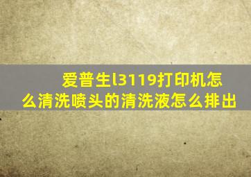 爱普生l3119打印机怎么清洗喷头的清洗液怎么排出