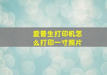 爱普生打印机怎么打印一寸照片