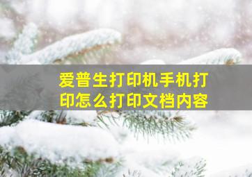 爱普生打印机手机打印怎么打印文档内容