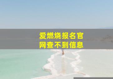 爱燃烧报名官网查不到信息