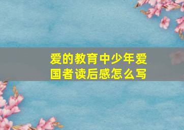 爱的教育中少年爱国者读后感怎么写