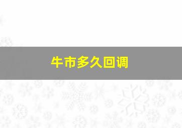 牛市多久回调