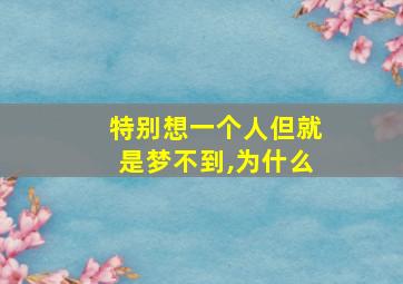 特别想一个人但就是梦不到,为什么