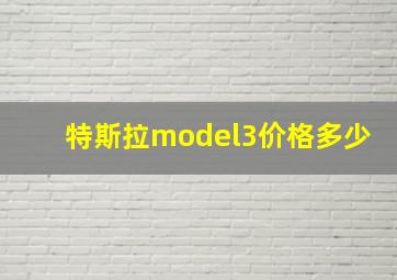 特斯拉model3价格多少