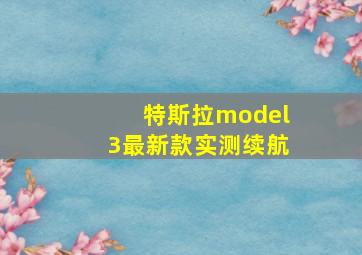 特斯拉model3最新款实测续航