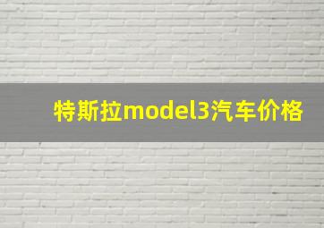 特斯拉model3汽车价格