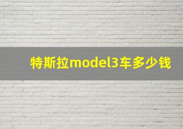 特斯拉model3车多少钱