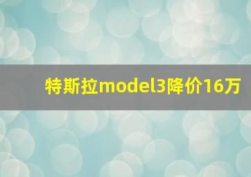 特斯拉model3降价16万