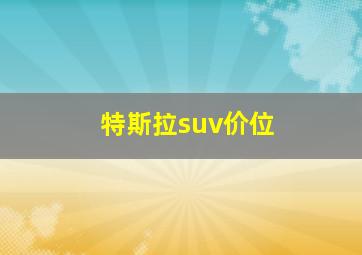 特斯拉suv价位