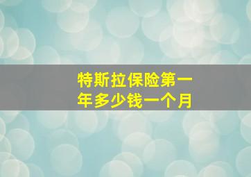 特斯拉保险第一年多少钱一个月