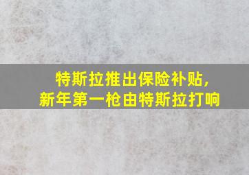 特斯拉推出保险补贴,新年第一枪由特斯拉打响