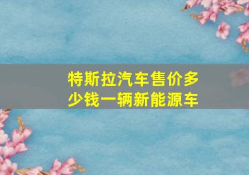 特斯拉汽车售价多少钱一辆新能源车