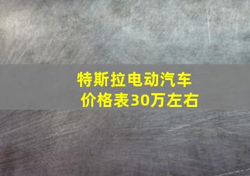 特斯拉电动汽车价格表30万左右